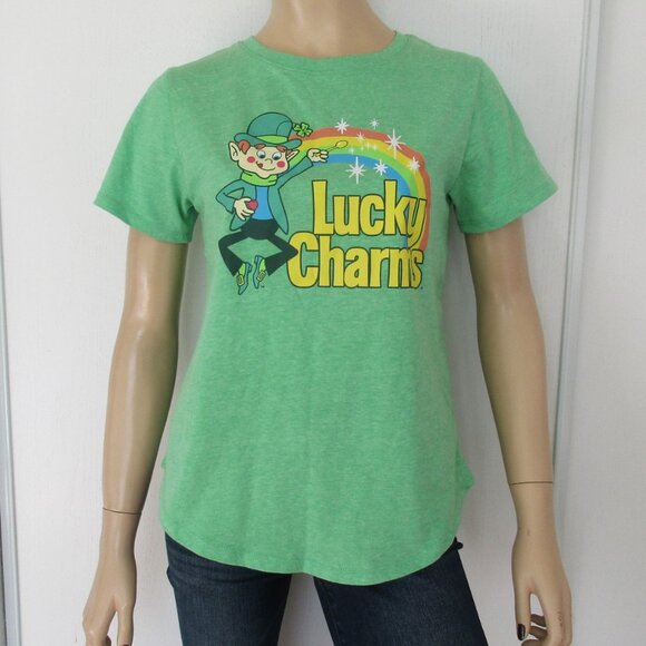 LUCKY CHARMS T-Shirt Size Medium Juniors Graphic Tee Green - Picture 4 of 10
